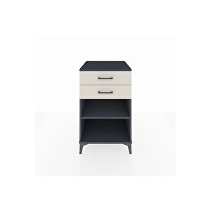 Kronos Komodin Tek Raflı 2 Çekmeceli 60x59x96 Antrasit-aytaşı