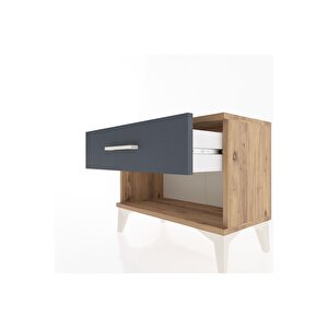 Arges Komodin Tek Çekmeceli 60x30x48 Çam-antrasit