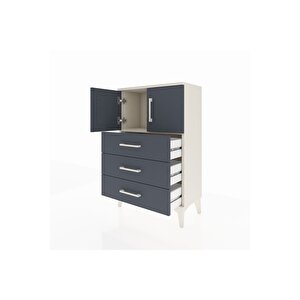 Arges Komodin Tek Raflı 3 Çekmeceli 2 Kapaklı 60x30x96 Aytaşı-antrasit