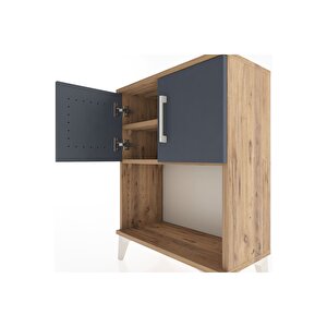 Arges Komodin 2 Raflı 2 Kapaklı 60x30x80 Çam-antrasit