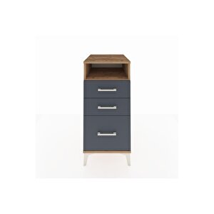 Kronos Komodin Tek Raflı 3 Çekmeceli 44x59x96 Çam-antrasit