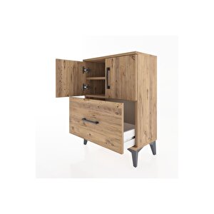 Arges Komodin 2 Raflı Tek Çekmeceli 2 Kapaklı 60x30x80 Çam-çam