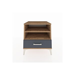 Kronos Komodin 2 Raflı Tek Çekmeceli 60x59x64 Çam-antrasit