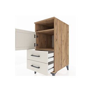 Kronos Komodin 2 Raflı 2 Çekmeceli Tek Kapaklı 44x59x96 Çam-aytaşı