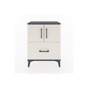 Arges Komodin 2 Raflı Tek Çekmeceli 2 Kapaklı 60x30x80 Antrasit-aytaşı