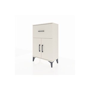 Arges Komodin Tek Raflı Tek Çekmeceli 2 Kapaklı 60x30x96 Aytaşı-aytaşı