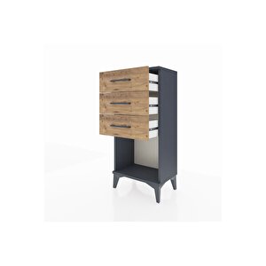 Arges Komodin 3 Çekmeceli 44x30x96 Antrasit-çam