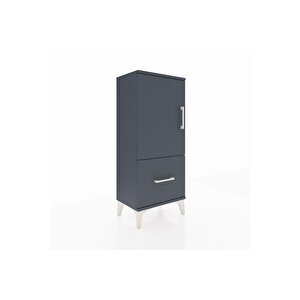 Arges Komodin 2 Raflı Tek Çekmeceli Tek Kapaklı 44x30x106 Antrasit-antrasit