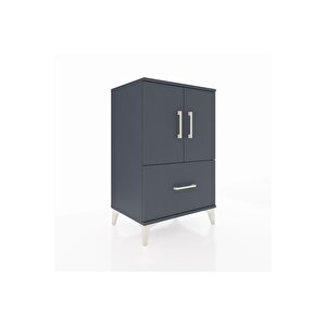 Hyperion Komodin 2 Raflı Tek Çekmeceli 2 Kapaklı 60x44x96 Antrasit-antrasit