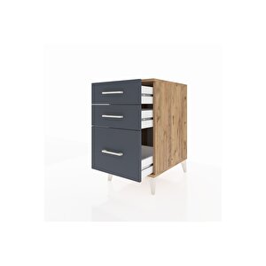 Kronos Komodin 3 Çekmeceli 44x59x80 Çam-antrasit