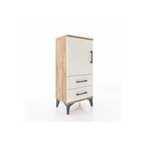 Arges Komodin 2 Raflı 2 Çekmeceli Tek Kapaklı 44x30x96 Çam-aytaşı