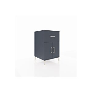 Kronos Komodin Tek Raflı Tek Çekmeceli 2 Kapaklı 60x59x96 Antrasit-antrasit