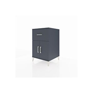 Kronos Komodin Tek Raflı Tek Çekmeceli 2 Kapaklı 60x59x96 Antrasit-antrasit