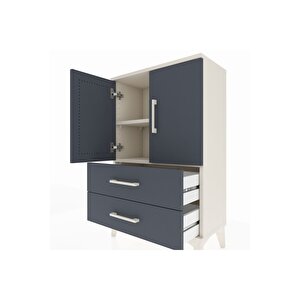 Arges Komodin 2 Raflı 2 Çekmeceli 2 Kapaklı 60x30x96 Aytaşı-antrasit