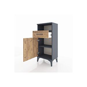 Arges Komodin 2 Raflı Tek Çekmeceli Tek Kapaklı 44x30x96 Antrasit-çam