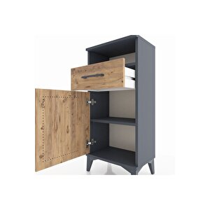 Arges Komodin 2 Raflı Tek Çekmeceli Tek Kapaklı 44x30x96 Antrasit-çam