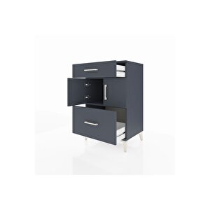 Hyperion Komodin Tek Raflı 2 Çekmeceli 2 Kapaklı 60x44x96 Antrasit-antrasit