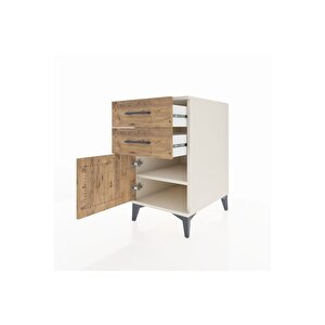 Kronos Komodin Tek Raflı 2 Çekmeceli Tek Kapaklı 44x59x80 Aytaşı-çam