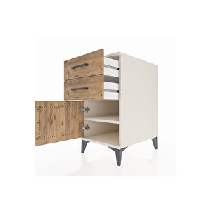 Kronos Komodin Tek Raflı 2 Çekmeceli Tek Kapaklı 44x59x80 Aytaşı-çam