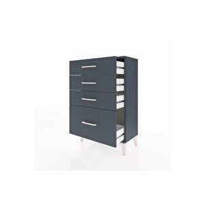 Arges Komodin 4 Çekmeceli 60x30x96 Antrasit-antrasit