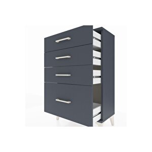 Arges Komodin 4 Çekmeceli 60x30x96 Antrasit-antrasit