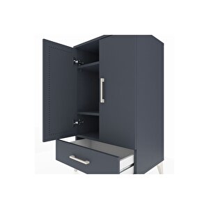 Hyperion Komodin 3 Raflı Tek Çekmeceli 2 Kapaklı 60x44x106 Antrasit-antrasit