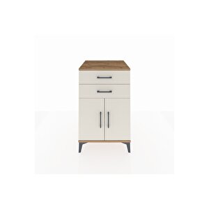 Kronos Komodin Tek Raflı 2 Çekmeceli 2 Kapaklı 60x59x96 Çam-aytaşı