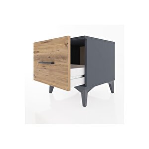 Hyperion Komodin Tek Çekmeceli 44x44x48 Antrasit-çam