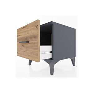 Hyperion Komodin Tek Çekmeceli 44x44x48 Antrasit-çam