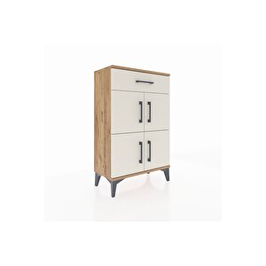 Arges Komodin Tek Raflı Tek Çekmeceli 4 Kapaklı 60x30x96 Çam-aytaşı