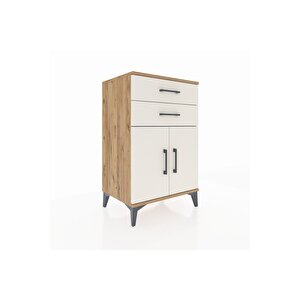 Hyperion Komodin Tek Raflı 2 Çekmeceli 2 Kapaklı 60x44x96 Çam-aytaşı