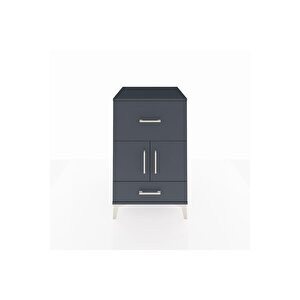 Kronos Komodin Tek Raflı 2 Çekmeceli 2 Kapaklı 60x59x96 Antrasit-antrasit