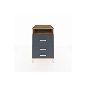 Kronos Komodin Tek Raflı 3 Çekmeceli 60x59x96 Çam-antrasit