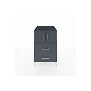 Kronos Komodin Tek Raflı 2 Çekmeceli 2 Kapaklı 60x59x96 Antrasit-antrasit