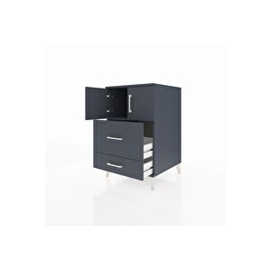 Kronos Komodin Tek Raflı 2 Çekmeceli 2 Kapaklı 60x59x96 Antrasit-antrasit