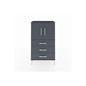 Arges Komodin 2 Raflı 3 Çekmeceli 2 Kapaklı 60x30x106 Antrasit-antrasit