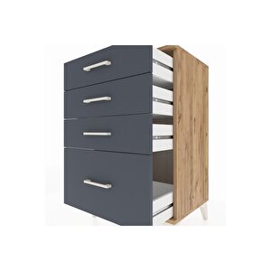 Hyperion Komodin 4 Çekmeceli 60x44x96 Çam-antrasit