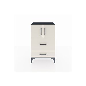 Arges Komodin Tek Raflı 2 Çekmeceli 2 Kapaklı 60x30x96 Antrasit-aytaşı