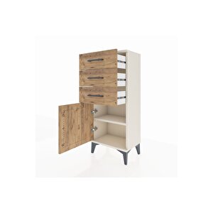 Arges Komodin Tek Raflı 3 Çekmeceli Tek Kapaklı 44x30x106 Aytaşı-çam