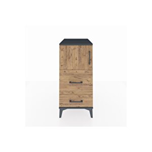 Kronos Komodin Tek Raflı 2 Çekmeceli Tek Kapaklı 44x59x96 Antrasit-çam