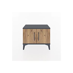 Arges Komodin Tek Raflı 2 Kapaklı 60x30x48 Antrasit-çam