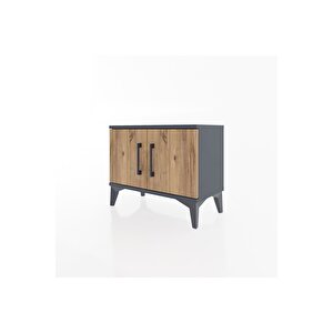 Arges Komodin Tek Raflı 2 Kapaklı 60x30x48 Antrasit-çam