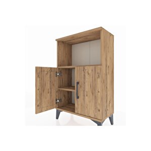 Arges Komodin 2 Raflı 2 Kapaklı 60x30x96 Çam-çam