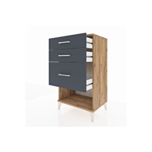 Hyperion Komodin 3 Çekmeceli 60x44x106 Çam-antrasit