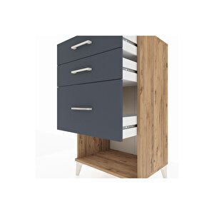 Hyperion Komodin 3 Çekmeceli 60x44x106 Çam-antrasit
