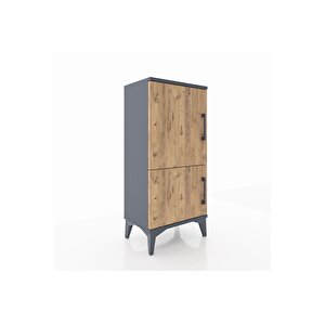 Arges Komodin 3 Raflı 2 Kapaklı 44x30x96 Antrasit-çam