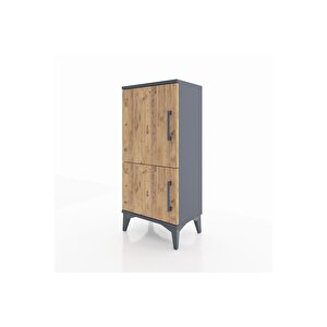 Arges Komodin 3 Raflı 2 Kapaklı 44x30x96 Antrasit-çam