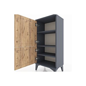 Arges Komodin 3 Raflı 2 Kapaklı 44x30x96 Antrasit-çam