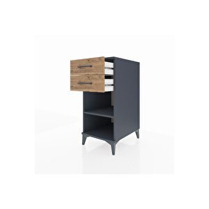 Kronos Komodin Tek Raflı 2 Çekmeceli 44x59x96 Antrasit-çam