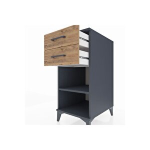 Kronos Komodin Tek Raflı 2 Çekmeceli 44x59x96 Antrasit-çam